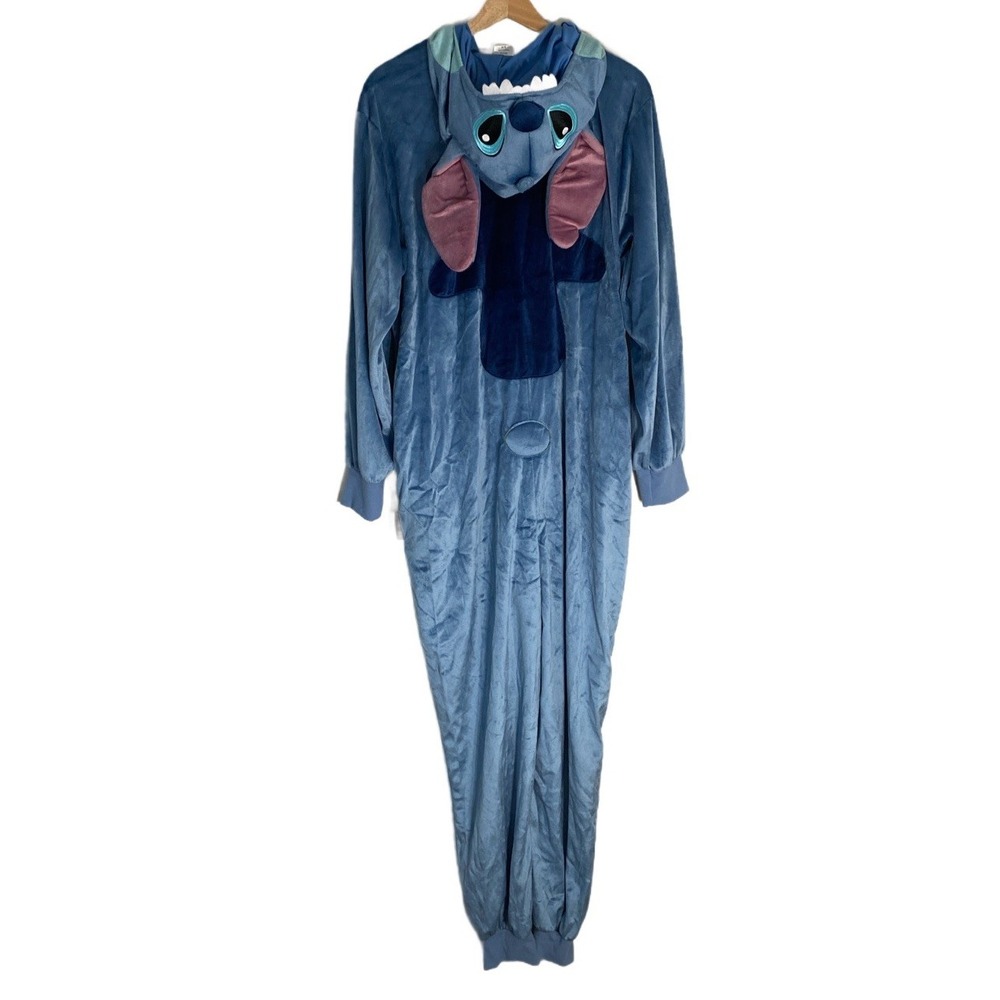 Disney Stitch Hooded One Piece Full Zip Pajama Costume Unisex PJ Size‎ S/M - Picture 2 of 6